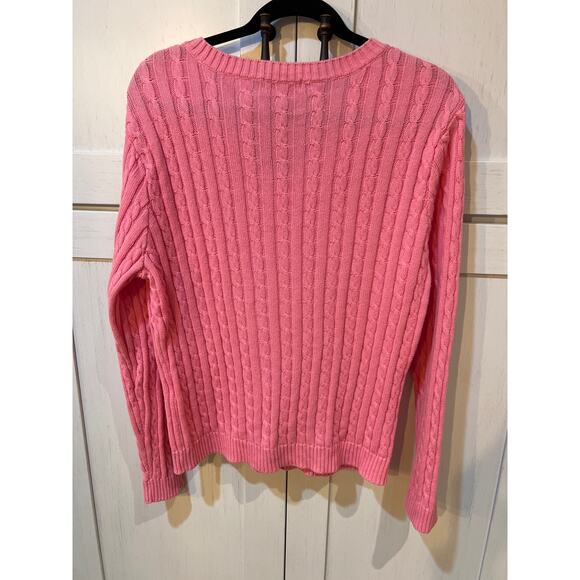 Appleseed Pink Cable Knit Cotton Sweater – Women’s XL | Cozy Soft Pullover - Picture 4 of 8
